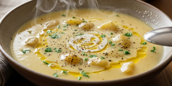 Sopa de batata no bowl.