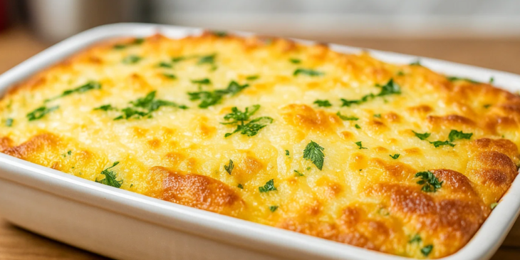 Suflê de frango gratinado.