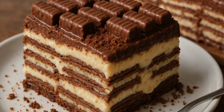 Torta de bis servida no prato.