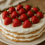 Torta de bolacha com nata e morango: versão fresquinha e gelada