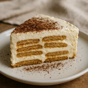 Torta de bolacha com nata e café que derrete na boca