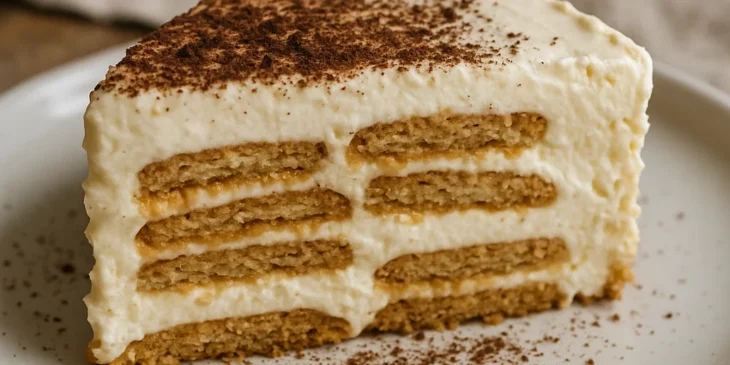 Torta de bolacha com nata e café que derrete na boca