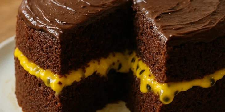 Aprenda a fazer bolo de chocolate com recheio de maracujá molhadinho