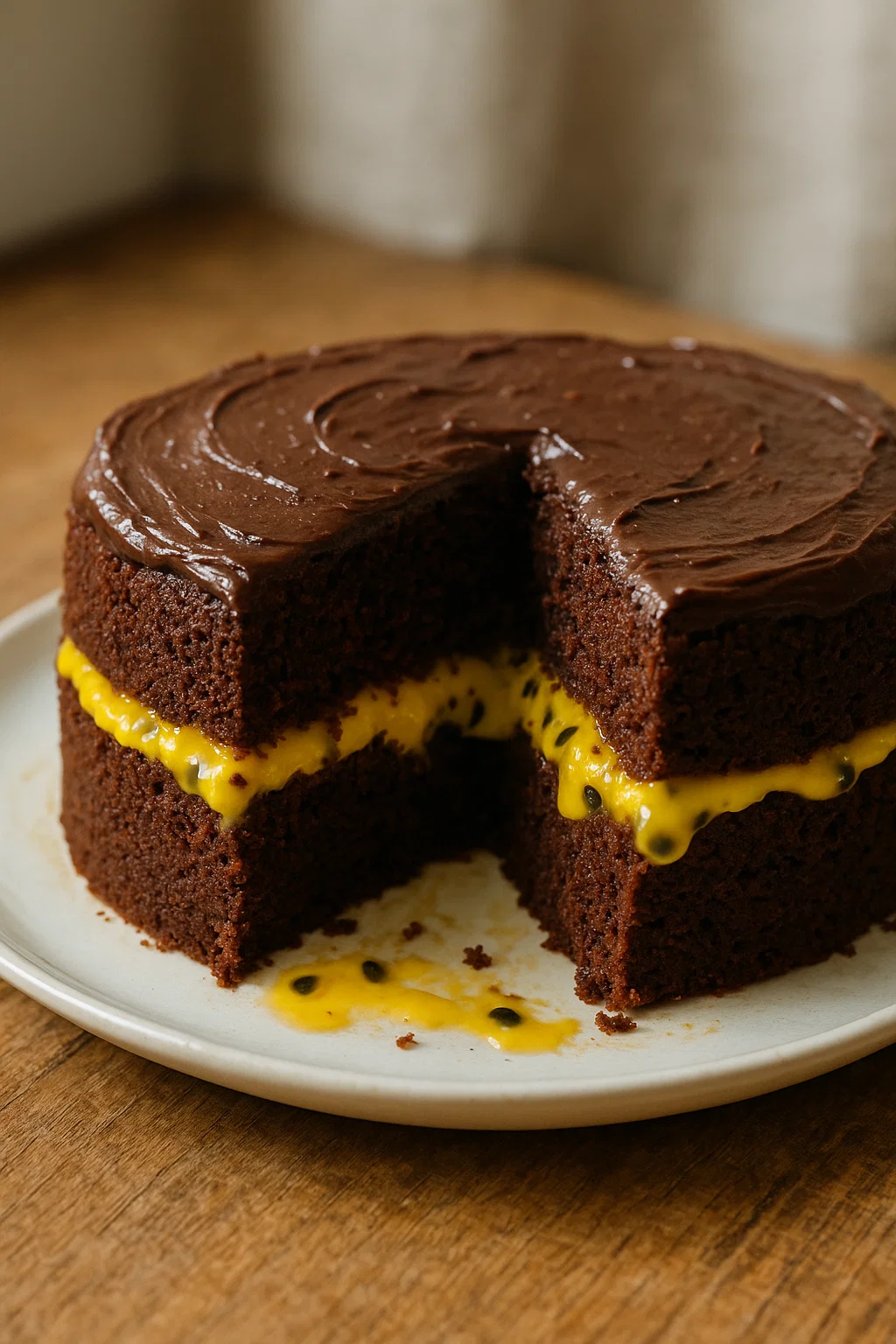 Aprenda a fazer bolo de chocolate com recheio de maracujá molhadinho