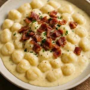 Como fazer nhoque ao molho de queijos com bacon cremoso e irresistível