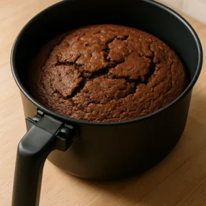 Esse bolo de chocolate feito na air fryer é super fácil e fica pronto em minutos
