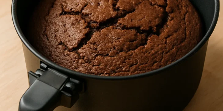 Esse bolo de chocolate feito na air fryer é super fácil e fica pronto em minutos