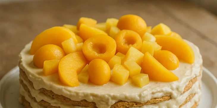 A sobremesa gelada mais fácil do momento: torta de bolacha com frutas amarelas