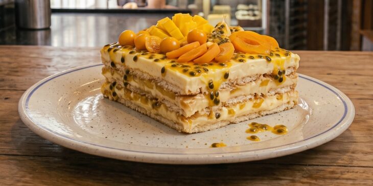 Torta de Bolacha com frutas amarelas