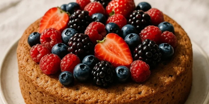 Bolo saudável de frutas vermelhas: receita sem farinha, sem manteiga e com textura leve