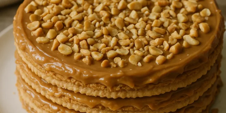 Torta de bolacha com doce de leite e amendoim: receita fácil que some da travessa