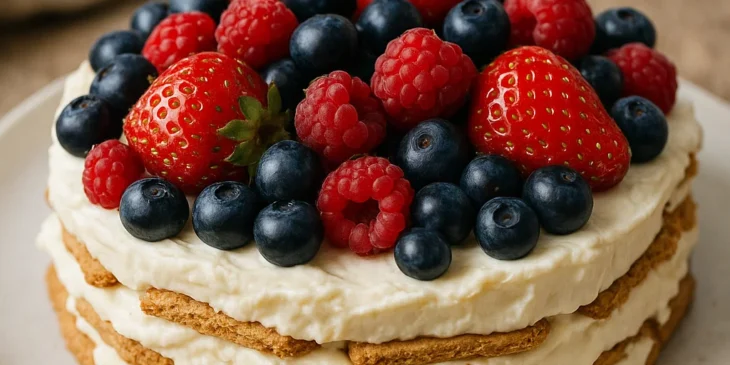 Torta de bolacha com frutas vermelhas: receita natalina fácil, cremosa e inesquecível