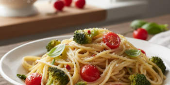 Espaguete com brócolis e tomates-cereja: receita fácil para o jantar