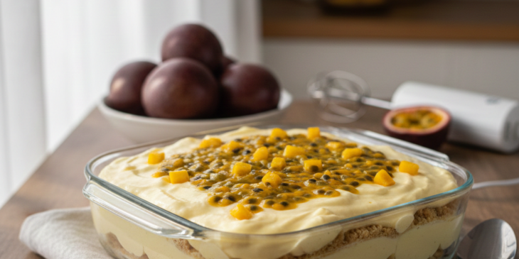 Pavê de maracujá rápido e sem panela: a sobremesa que salva a ceia