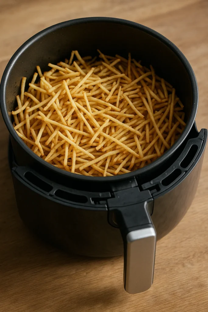 Batata palha na airfryer: truque simples deixa mais crocante que a versão de mercado