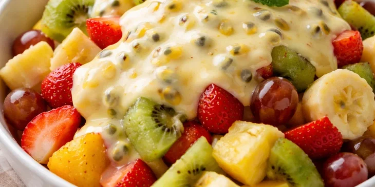 Como fazer salada de frutas com creme de maracujá que acaba em minutos