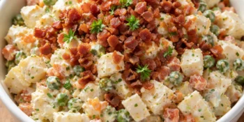 Salada de maionese de bacon fácil, cremosa e cheia de sabor