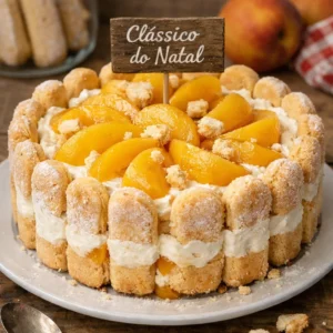 Torta de biscoito champanhe: a sobremesa de pêssego leve e cremosa