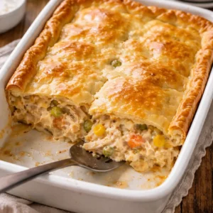 Como fazer empadão de frango cremoso na travessa com massa de 3 ingredientes