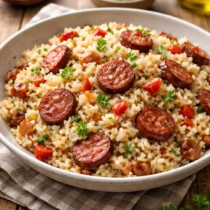 Arroz com linguiça: como fazer um almoço suculento em uma panela só