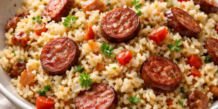 Arroz com linguiça: como fazer um almoço suculento em uma panela só