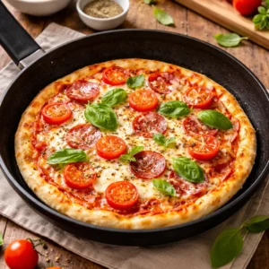 Pizza em 5 minutos sem forno e com poucos ingredientes