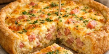 Quiche de presunto e queijo com massa macia e recheio cremoso
