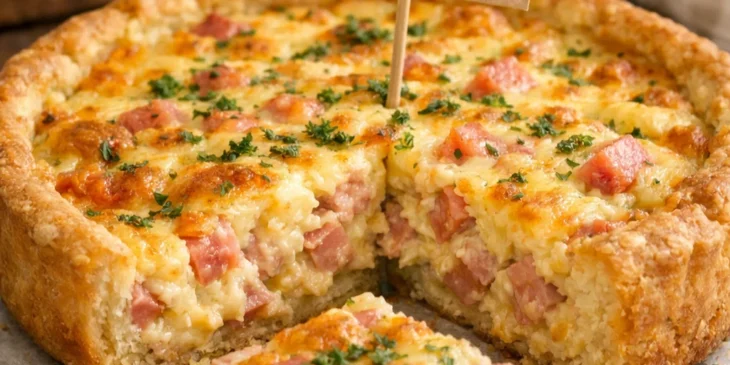 Quiche de presunto e queijo com massa macia e recheio cremoso