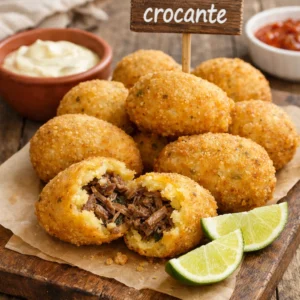 Bolinho de costela com massa de mandioca crocante por fora
