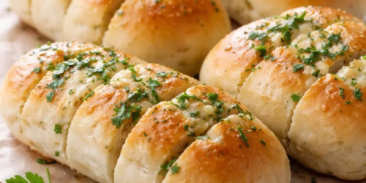Receita de pão de alho fofinho com queijo amarelo e salsa que cresce macio