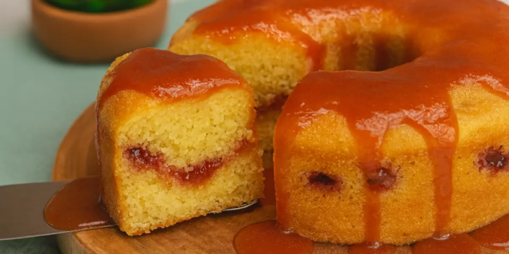 Bolo de fubá superfofo com goiabada: receita fácil com 8 ingredientes