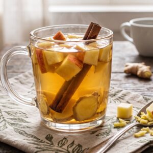 Chá de gengibre com maçã e canela