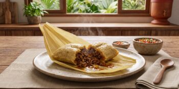Receita de tamale combina 500 g de carne moída com farinha de milho e legumes, passa pelo forno e rende 3 porções de um prato salgado cheio de sabor